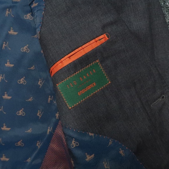 Ted Baker Blazer Mens 42R Gray Endurance Wool Double Vent Suit Jacket - Picture 4 of 15